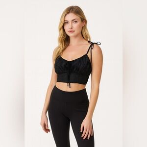 NWT wild fable satin crop top black